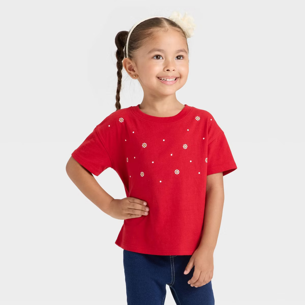 Toddler Girls' Short Sleeve Relaxed T-Shirt - Cat & Jack™ Red 3T | Target