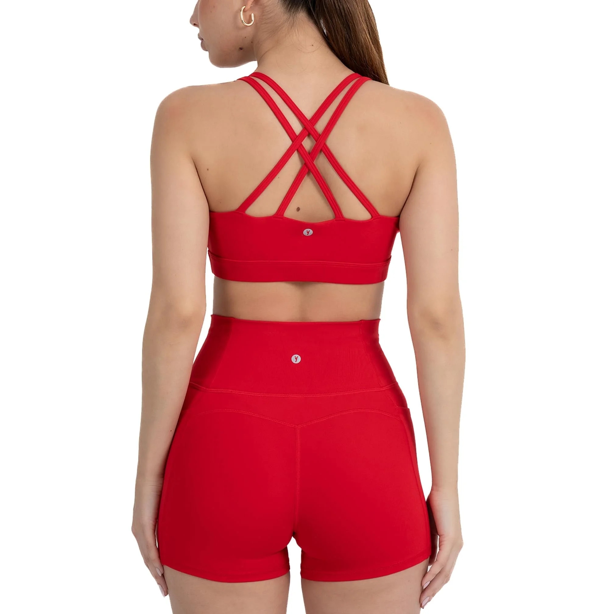 YITTY Active Women's UltraLuxe Strappy Medium Impact Bra, Athleisure, 4-Way-Stretch, Heated Red, ... | Walmart (US)