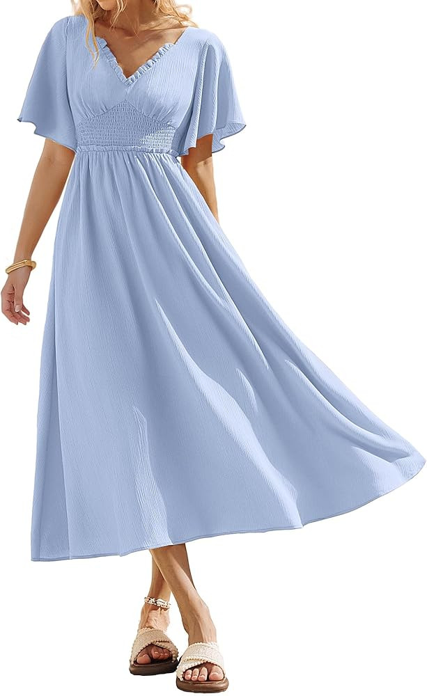 Kate Kasin Womens Short Sleeve Maxi Dress, Casual Summer Dress with Pockets, Beach Vacation Dress... | Amazon (US)