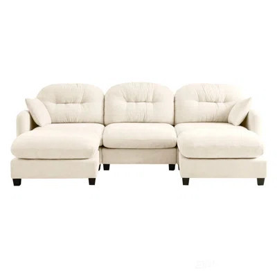 Modular Sectional U Shaped Couch With Ottoman, Premium Chenille Fabric, 2 Throw Pillows, High-Density Foam, Tufted Cushion Backrest, Easy Install, Cam | Wayfair North America