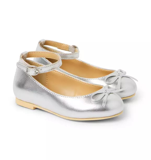 Metallic Ankle Strap Bow Ballet Flat | Janie and Jack