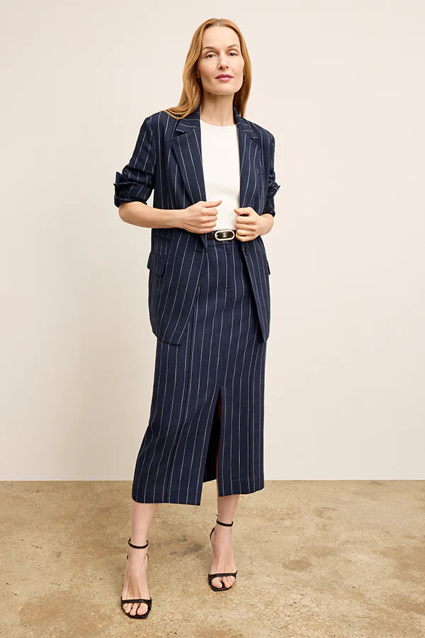 Teddy Breeze Jacket - Woven Pinstripe :: Navy/Ivory | MM LaFleur