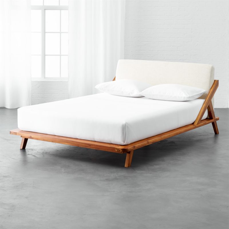 Drommen Acacia Wood Full Bed + Reviews | CB2 | CB2