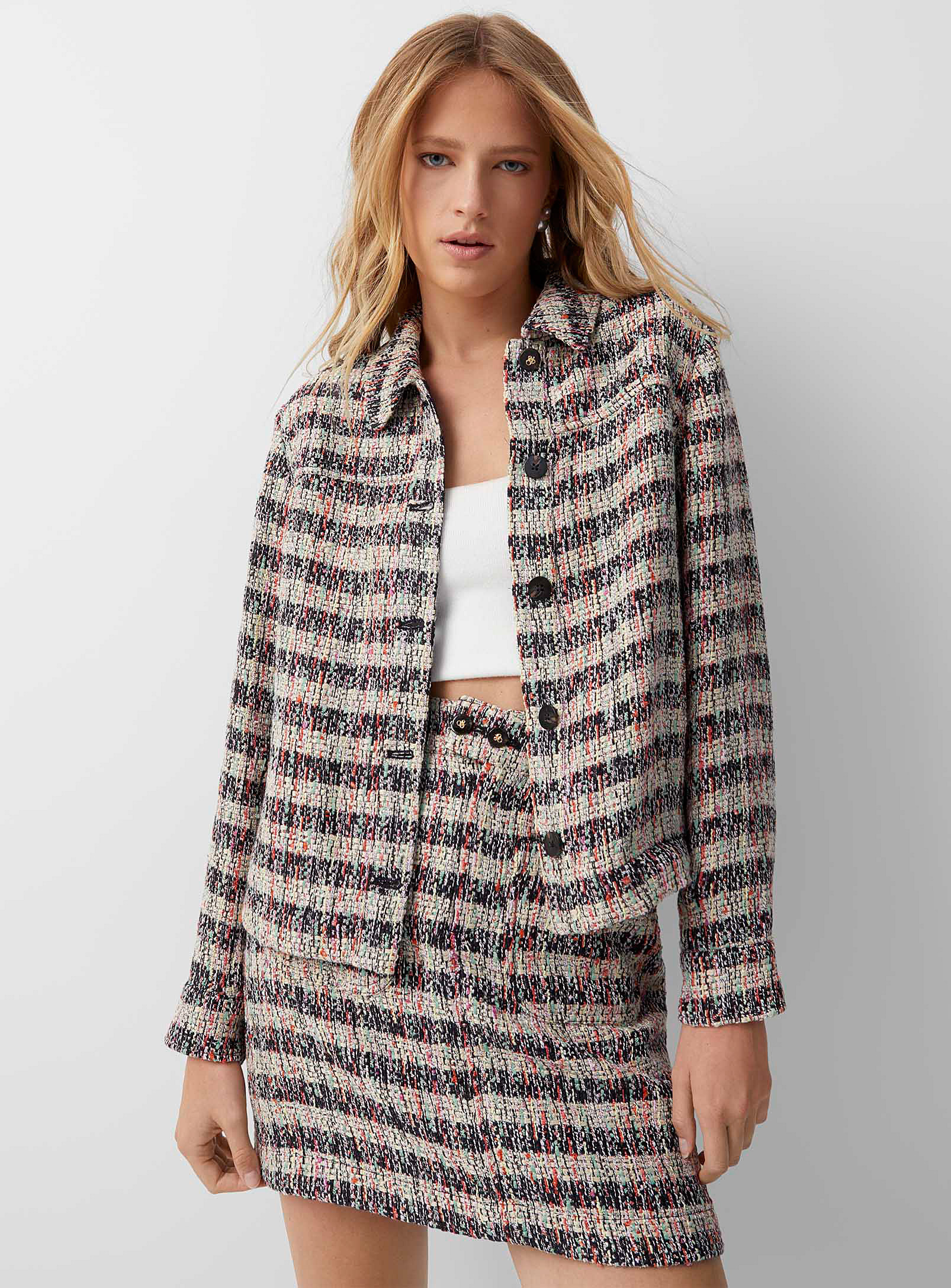 Scotch & Soda - Colourful stripes tweed blazer (Women, Blue, SMALL) | Simons