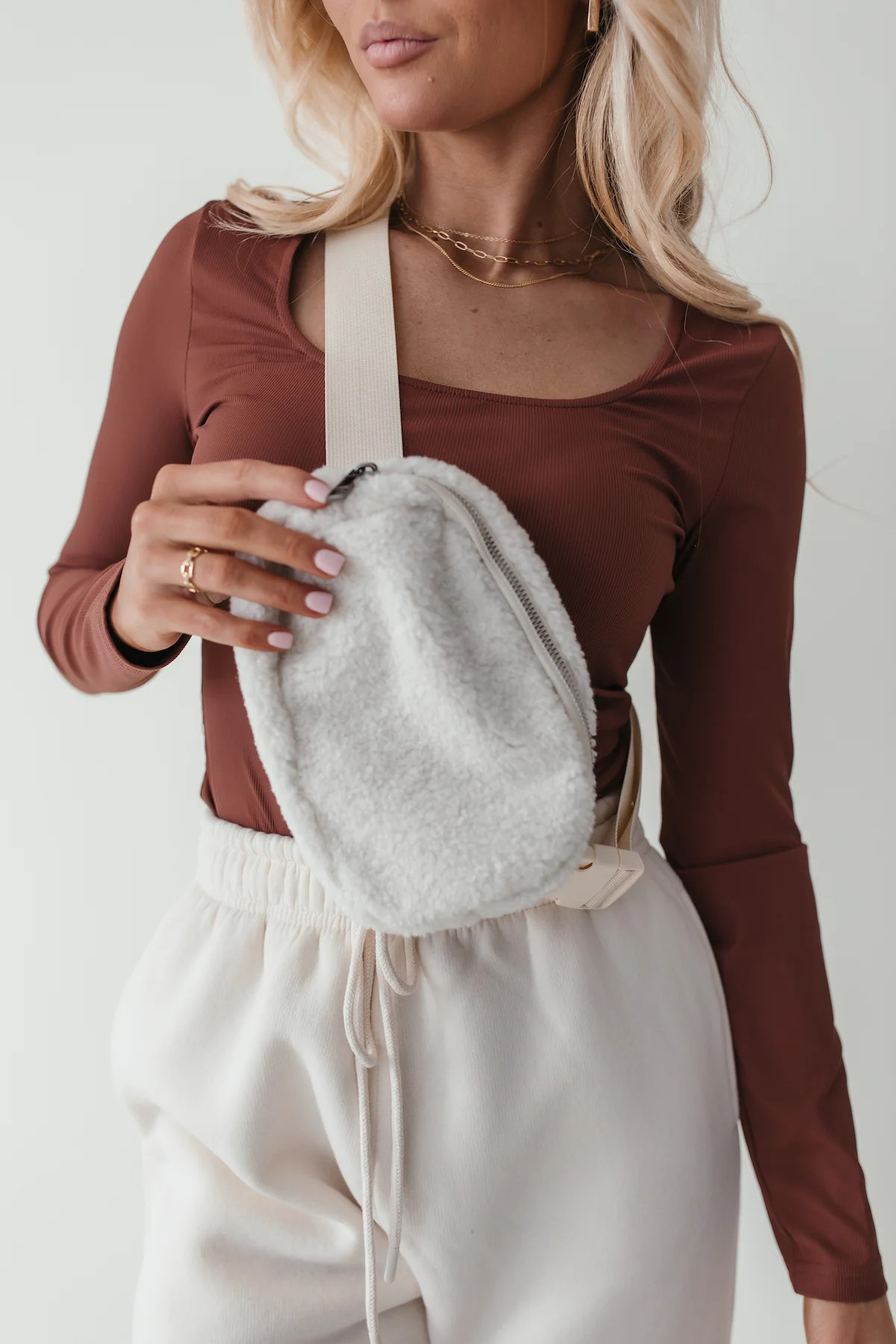 Adjustable Sherpa Belt Bag Ivory- FINAL SALE | The Post