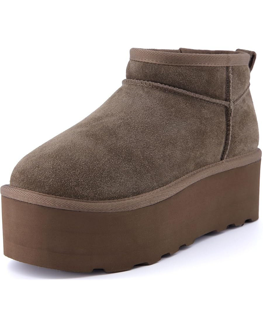 CUSHIONAIRE Hippy Women’s Platform Ankle Boots – Genuine Suede, Faux Fur Lining, Cozy Winter ... | Amazon (US)