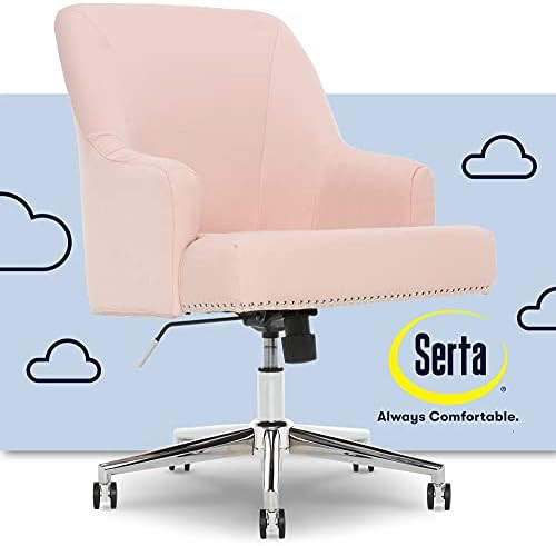 Serta Leighton Home Office Chair with Memory Foam, Height-Adjustable Desk Accent Chair with Chrom... | Amazon (US)