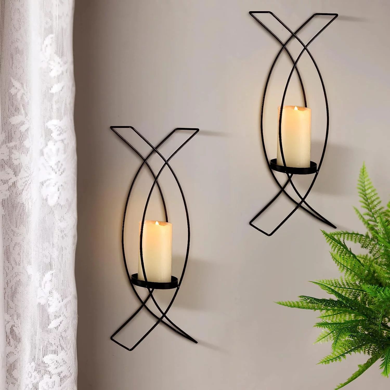 Asablve Wall Sconce Candle Holder Set of 2, Metal Candle Wall Sconces for Living Room Bedroom Din... | Walmart (US)