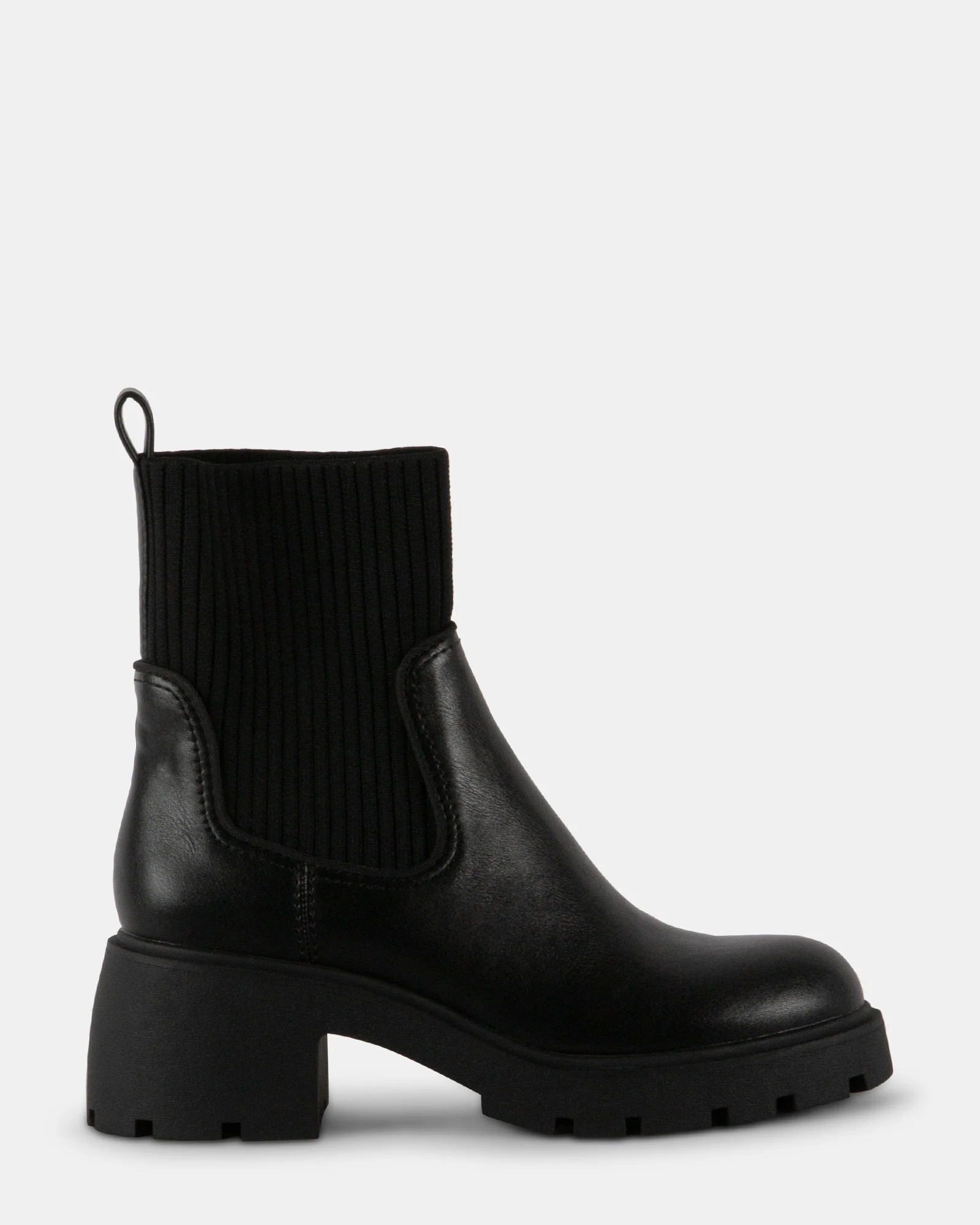 HARTFORD Black Block Heel Ankle Bootie | Women's Designer Booties | Steve Madden (Canada)