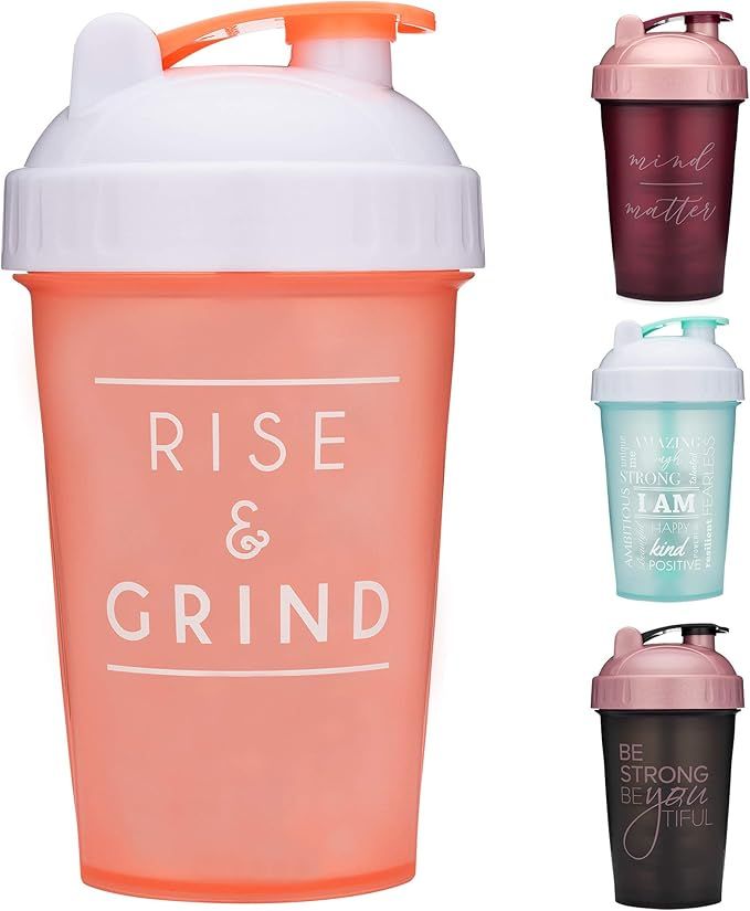 20-Ounce Shaker Bottle with Action-Rod Mixer | Shaker Cups with Motivational Quotes | Protein Sha... | Amazon (US)