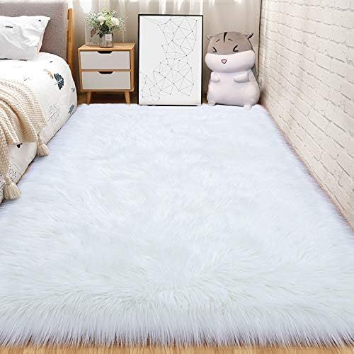 Amazon.com: Andecor Soft Fluffy Faux Fur Bedroom Rugs 4 x 6 Feet Indoor Wool Sheepskin Area Rug f... | Amazon (US)