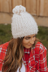 Slouchy Beige Popcorn Knit Pom Pom Beanie - FINAL SALE | Magnolia Boutique