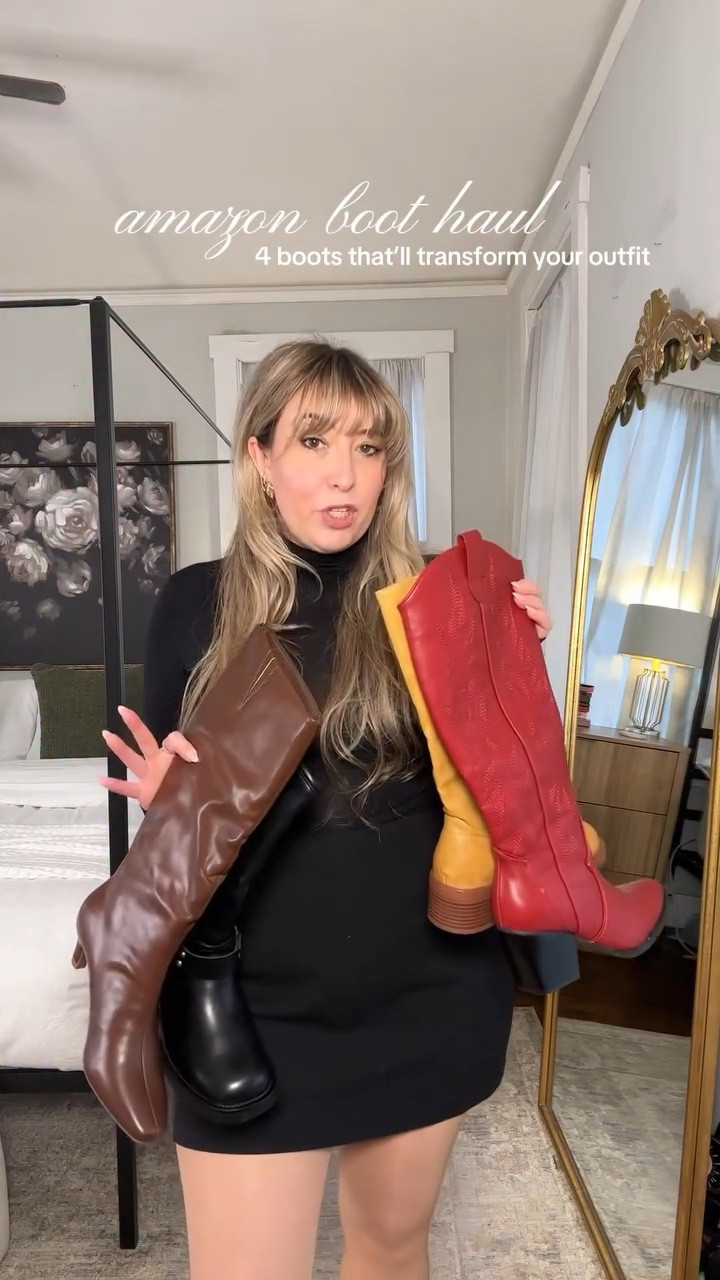 Let’s transform my outfit with 4 affordable boots from Amazon! Showing you just how easy it is to change up your look by swapping in a pair of boots. LOVE LOVE LOVE @dreampairsofficial and their high quality, affordable, super comfy boots. As a wide calf girly, it can be a challenge to find a great pair of boots that work for me and I find that usually the Dream Pairs styles work like, well, a dream. 

Comment DREAM and I’ll DM you links to shop! You can also find direct links on my ShopMy/Amazon storefront. 

Which pair is your favorite??? #dreampairsshoes #dreampairs #amazonfashionfinds #amazonfashion #bootseason