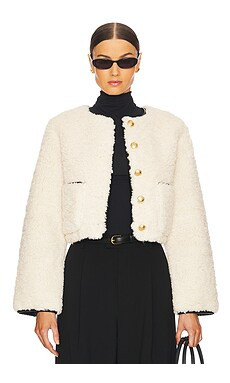 L'Academie By Marianna Pauchet Reversible Faux Sherpa Jacket in Beige & Black from Revolve.com | Revolve Clothing (Global)