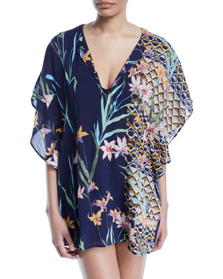 Fiji Floral Coverup Caftan | Neiman Marcus