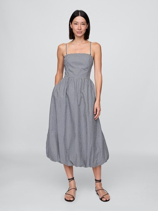 Poplin Gingham Bubble Midi Dress | Gap (US)