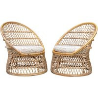 Mid-Century Boho Chic Bent Rattan Barrel Club Chairs - A Pair | Etsy (US)