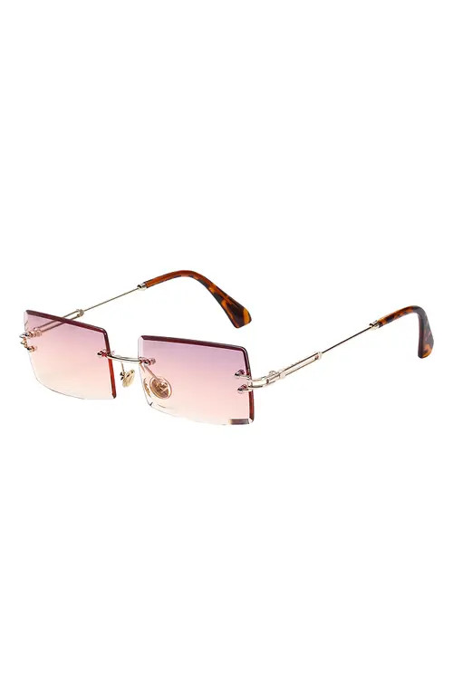 Fifth & Ninth Miami 58mm Rectangle Sunglasses in Gold/Pink at Nordstrom | Nordstrom