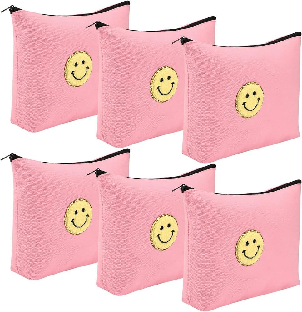 6 Pieces Preppy Patch Toiletry Bag Smile Portable Waterproof Makeup Cosmetic Bag Daily Use Storag... | Amazon (US)