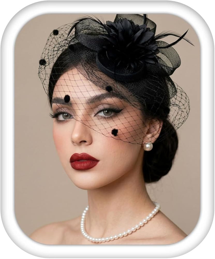 LOLIAS Fascinators Hats for Women Church Tea Party Derby Hat Black Veil | Amazon (US)
