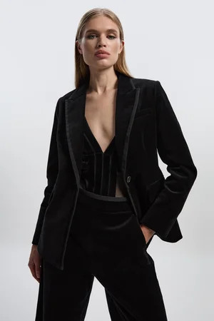 Velvet Groisgrain Tailored Blazer | Karen Millen UK + IE + DE + NL