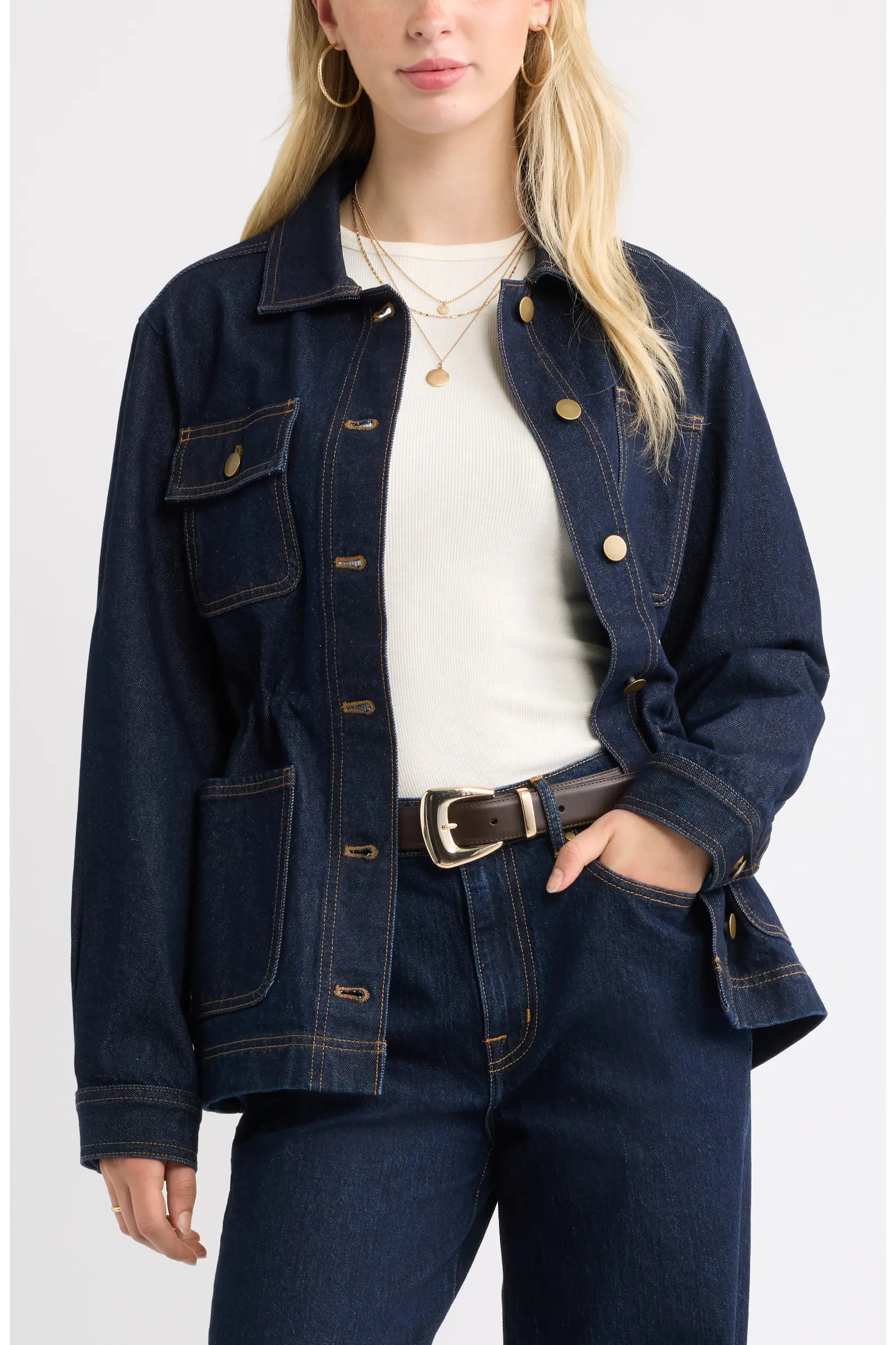 Treasure & Bond Cinched Waist Denim Jacket (Women) | Nordstrom | Nordstrom