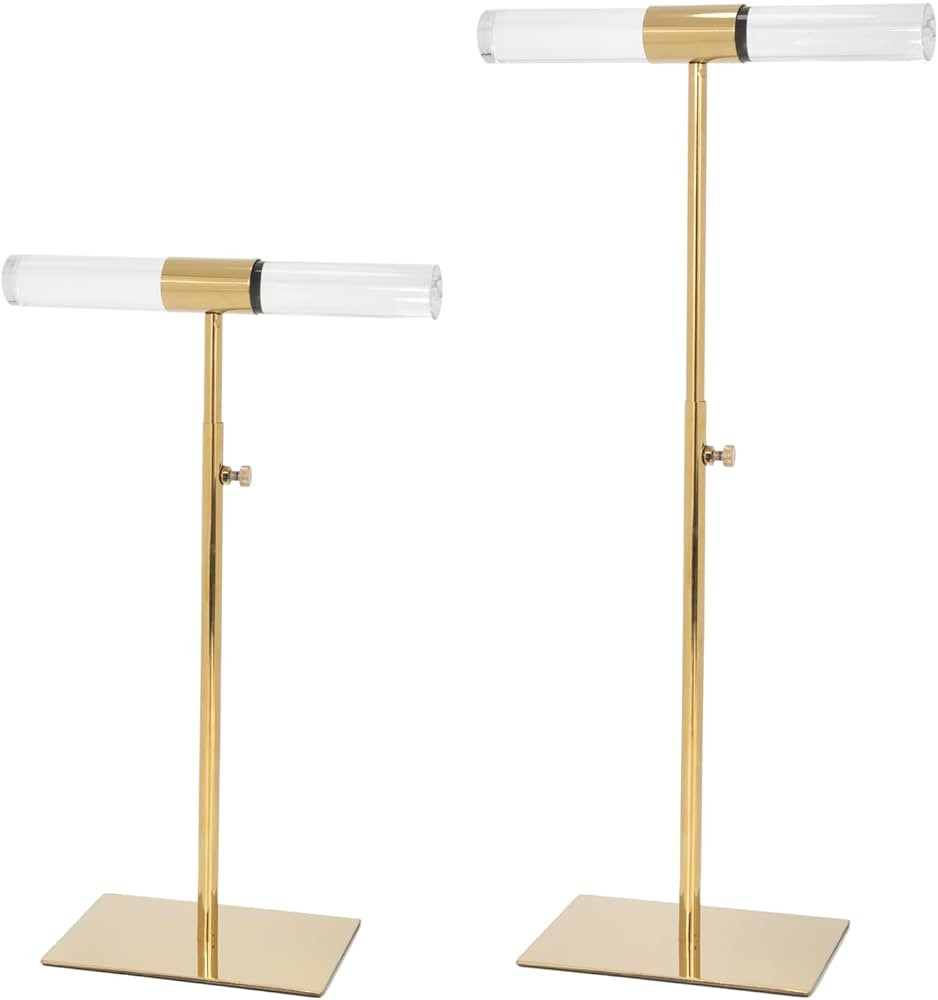 Display Stand Set of 2 Acrylic Jewelry Towers Stands - Stainless Steel Long Necklaces Stand Table... | Amazon (US)