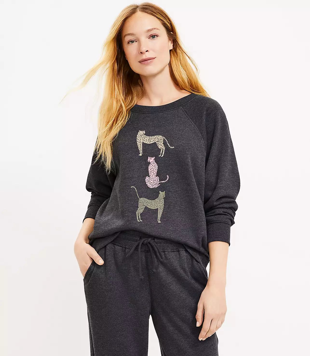 Lou & Grey Cheetah Fluffy Fleece Sweatshirt | LOFT
