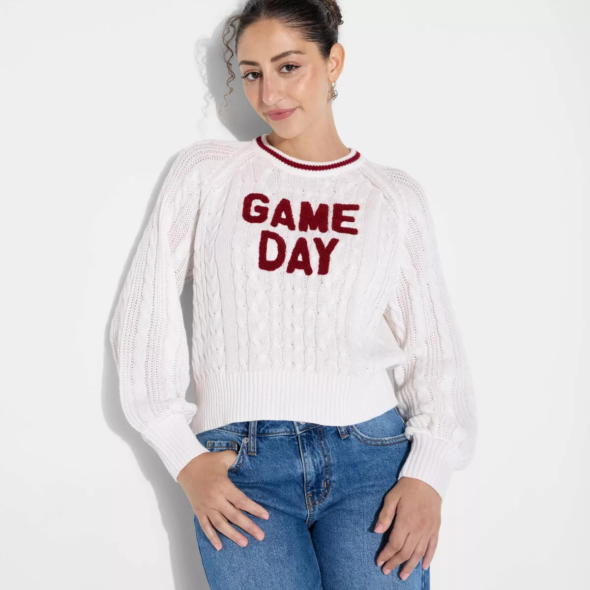 Women's Game Day Pullover Sweater - Wild Fable™ Maroon XXS | Target