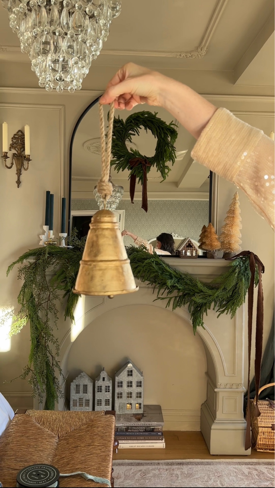 Up close details of this antique gold bell that is on our bedroom mantle for added Christmas decor 🔔

#LTKHoliday #LTKhome