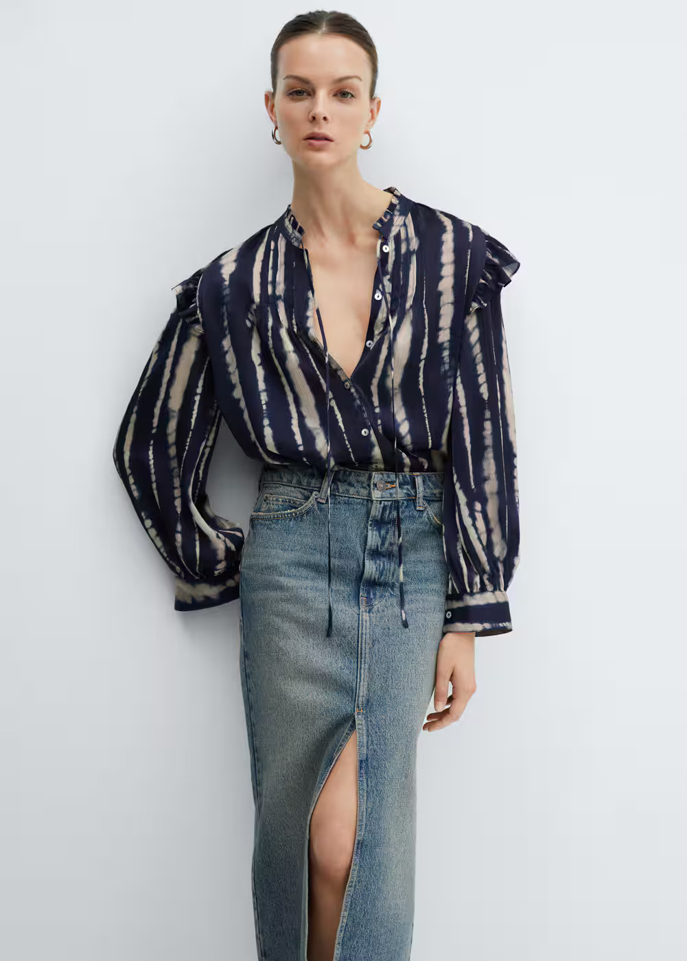 Satin print blouse -  Women | Mango USA | MANGO (US)