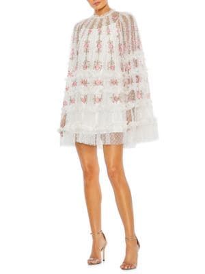 Floral Lace Mini Shift Gown | Saks Fifth Avenue OFF 5TH (Pmt risk)