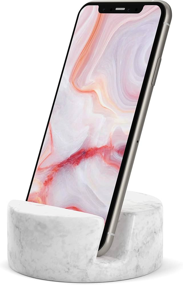 Crevasse Phone Stand by HigherHuman – Premium Carrara Marble Cell Phone Holder for Cellphone or... | Amazon (US)