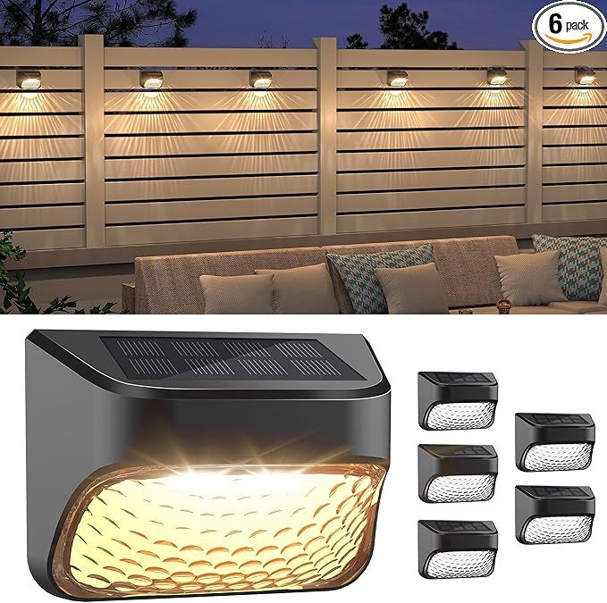 Solar Step Lights 30 LM, 2 Modes Solar Fence Light Waterproof for Wall, Rail, Porch, Backyard, Ga... | Amazon (US)