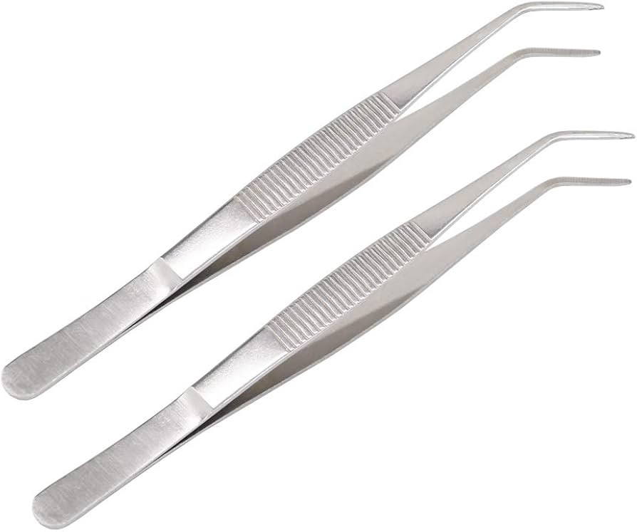 7 Inch Stainless Steel Tweezers with Curved Serrated Tip Multipurpose Forceps for Craft Repairing... | Amazon (US)