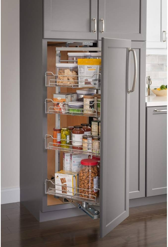 15" Chrome Wire Pantry Pullout with Swingout Feature Rotates Full 90 Degrees | Amazon (US)