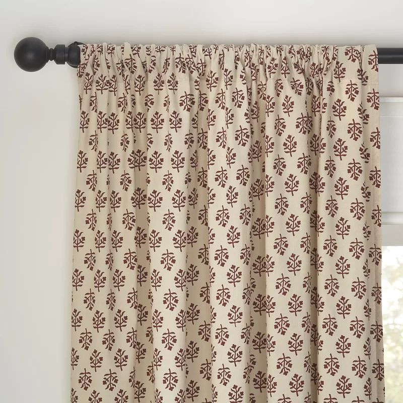 Sevanna 100% Cotton Floral Semi-Sheer Rod Pocket Single Curtain Panel | Wayfair North America