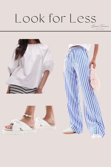 Casual Pinterest inspired summer outfit! Featuring long striped pants and the perfect white blouse!

#LTKStyleTip #LTKFindsUnder100 #LTKMidsize
