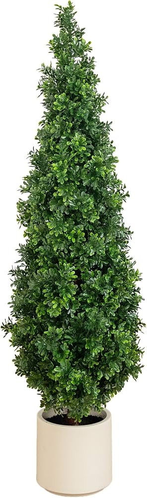 Nearly Natural 44 in UV-Resistant Artificial Boxwood Topiary Cone Tree | Amazon (US)