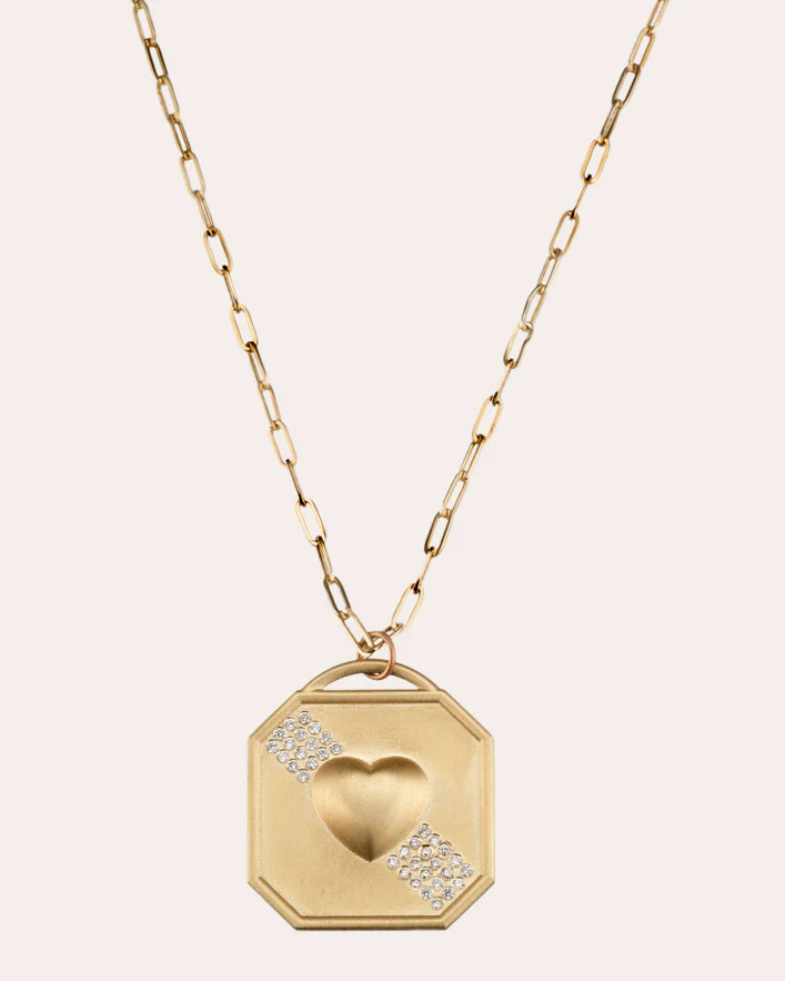 Elizabeth Moore Diamond Puffy Heart Necklace | Olivela | Olivela