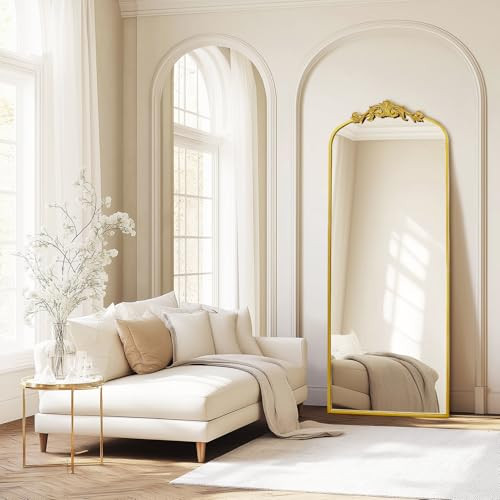 AIXI HOME Antique Gold Arched Full Length Mirror, 71"x30" Floor Vintage Mirror with Ornate Frame, Baroque Inspired Home Decor for Livingroom Bedroom Entryway | Amazon (US)