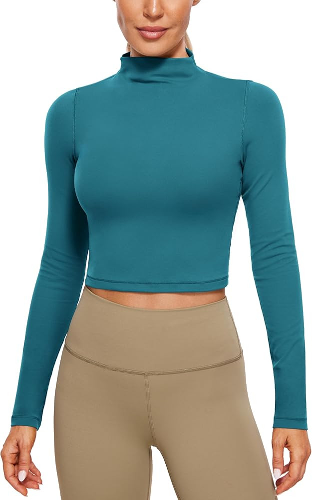 CRZ YOGA Butterluxe Mock Neck Long Sleeve Shirts for Women - Workout Casual Tops Turtleneck Crop ... | Amazon (US)