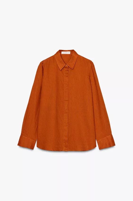 ZARA WOMAN COLLECTION

100% linen shirt. Lapel collar and long sleeves with cuffs. Front button c... | Zara US