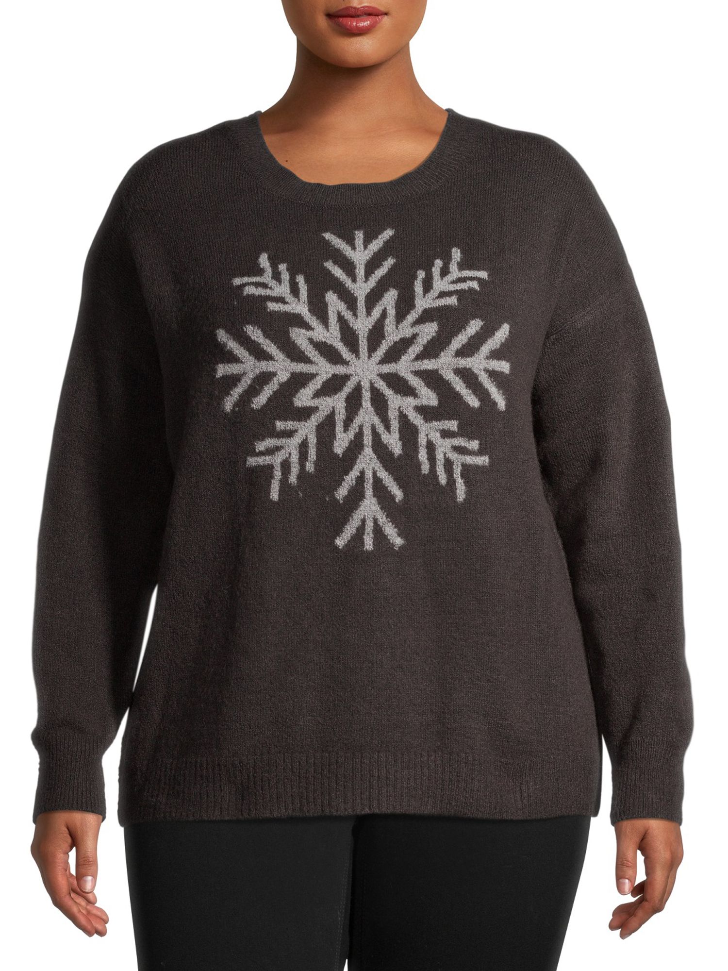 Heart N' Crush Women's Plus Size Snowflake Stitch Pullover Sweater - Walmart.com | Walmart (US)