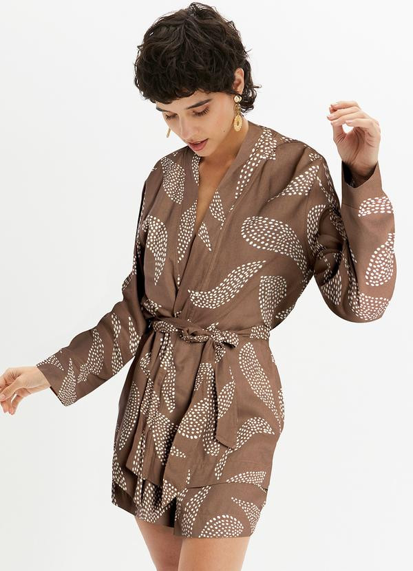 bonprix - Kimono Folhagem Pontilhada em Linho | Posthaus (BR)