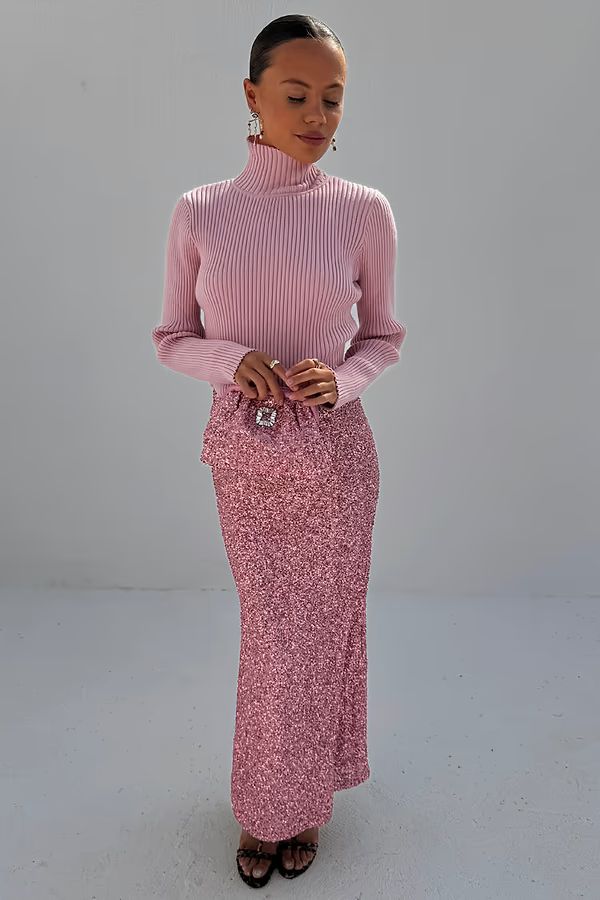 Pink Sequin Dorris Skirt | Never Fully Dressed US