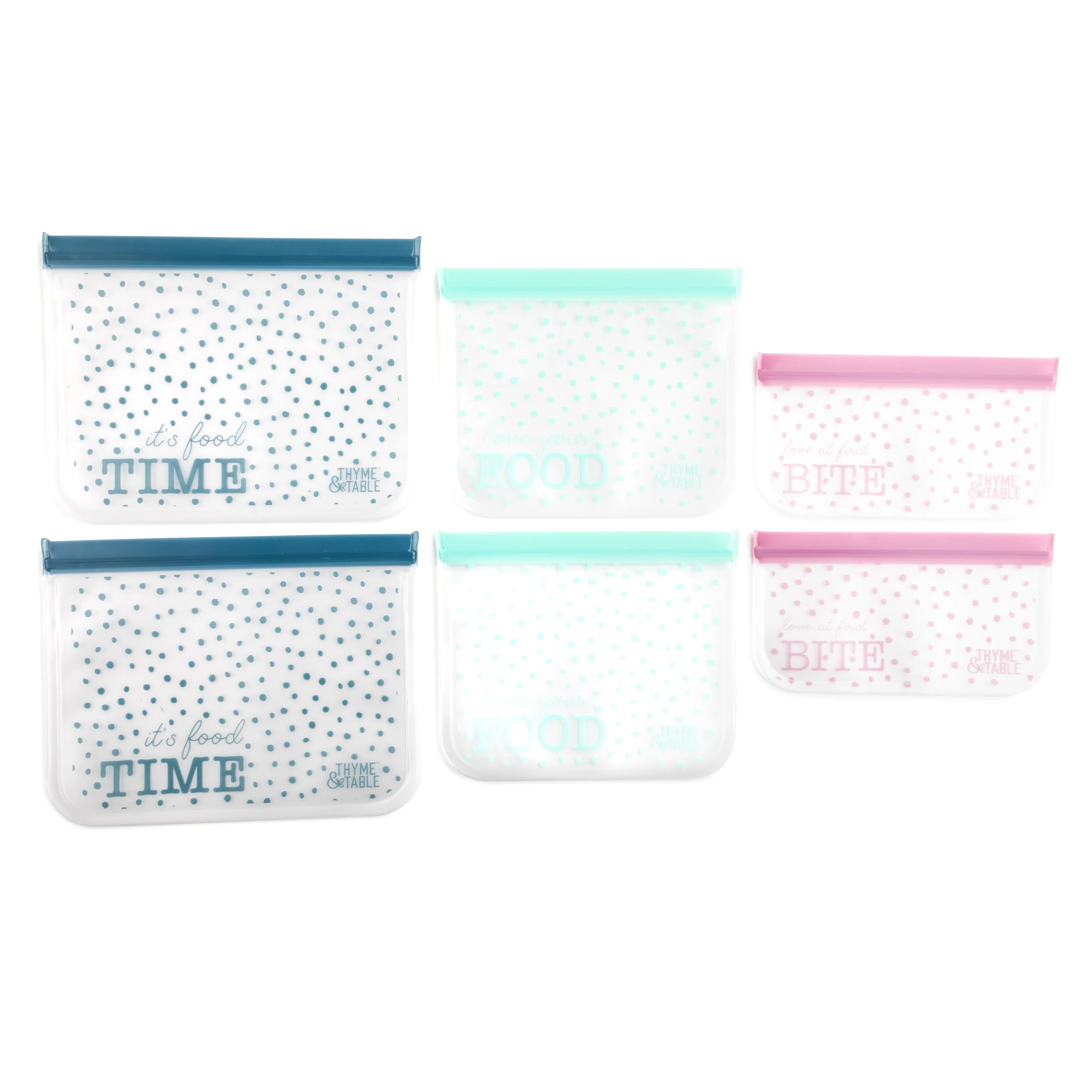 Thyme & Table Reusable Peva Storage Bags, 6-Piece Set - Walmart.com | Walmart (US)