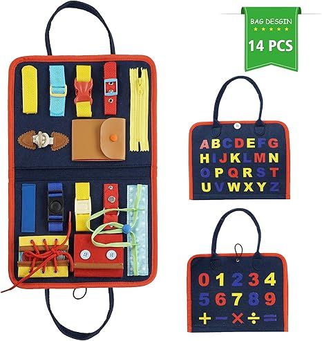 Busy Board for Toddlers Age 1 - 6, Montessori Early Education Activity Toddler Toys for Basic Ski... | Amazon (US)