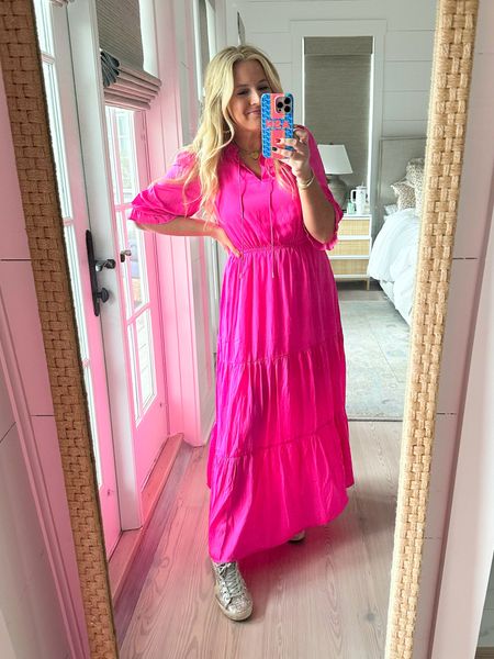 Neon pink maxi dress?! Yes, please! Perfect for winter into summer, just change the shoes! Wearing a size small. Code FANCY15 will get you 15% off at checkout  

#LTKstyletip #LTKSeasonal #LTKfindsunder100