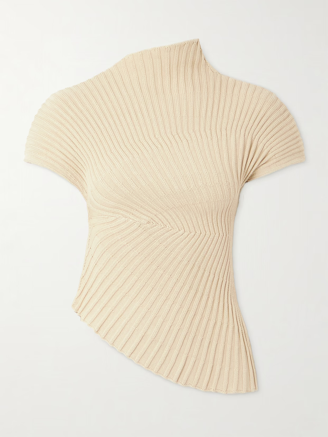 Cult Gaia - Annemie Asymmetric Ribbed Cotton Top - Neutrals | NET-A-PORTER (US)
